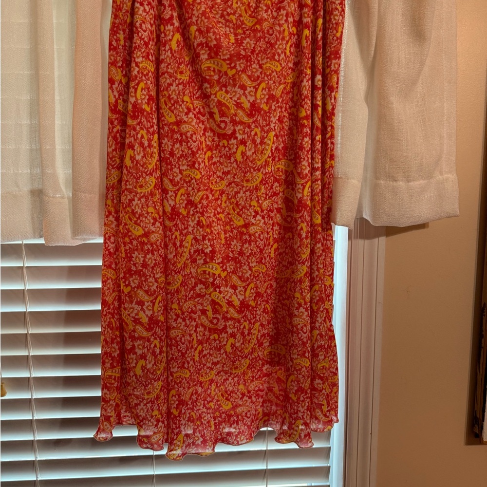 Vibrant Red and Yellow Paisley Dress